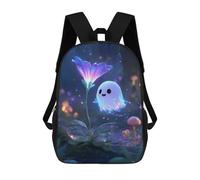 sinyumoney Cute Ghost And Flower in Forest Sac À Dos Scolaire Pour Adolescents, Imprimé En 3D, Ajustable, À Poches Tendance, Pour Enfants, Garçons, Filles, Étudiants Et Adolescents 17inch