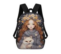 sinyumoney Cute Girl And Fox Sac À Dos Enfant Imprimé En 3D, Sac D'école Pour Garçons, Sac À Dos Cool Et Décontracté, Sac À Dos Amusant Pour Enfants Et Adolescents 17inch