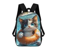 sinyumoney Cute Kitten Swimming Sac À Dos Enfant Tendance Et Amusant, Sac À Dos Pour Garçons Et Adolescents, Sac D'école Imprimé En 3D Pour Garçons 17inch