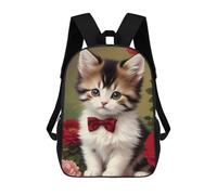 sinyumoney Cute Kitten Wearing A Bow Sac À Dos Scolaire Pour Filles Et Garçons, Grande Capacité, Léger, Pour Enfants Et Étudiants 17inch