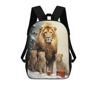 sinyumoney Cute Lion Family Xmas Sac À Dos Scolaire Imprimé En 3D Pour Enfants, Sac À Dos Garçon/fille, Sac De Voyage Pour Enfants 17inch