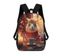 sinyumoney Cute Morning Coffee Llama Sacs À Dos Scolaires Pour Enfants, Sac D'école Imprimé En 3D Pour Garçons, Élèves Du Primaire Et Du Collège 17inch