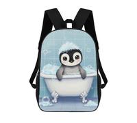 sinyumoney Cute Penguin in Bathtub with Bubbles Sacs À Dos 17 Pouces Pour Enfants, Sacs D'école Imprimés En 3D Pour Élèves Du Primaire Et Du Collège, Garçons Et Filles