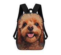 sinyumoney Cute Poodle Face Pixel Art Sac À Dos Enfant, Cartable Imprimé En 3D Pour Garçons Et Adolescents 17inch
