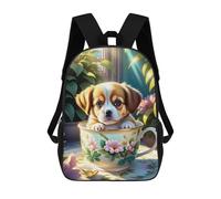 sinyumoney Cute Puppy in Teacup Sac À Dos Scolaire, Sac À Dos Professionnel, Sac À Dos Imperméable Pour Hommes, Femmes Et Adolescents 17inch