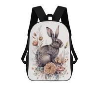 sinyumoney Cute Rabbit Floral Animal Sac À Dos Scolaire Pour Enfants Imprimé En 3D, Idéal Pour Les Voyages Et Les Lectures, Pour Les Garçons Et Les Élèves Du Primaire 17inch