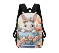 sinyumoney Cute Rabbit in A Cup Sacs À Dos Scolaires Pour Enfants, Sac D'école Imprimé En 3D Pour Garçons, Élèves Du Primaire Et Du Collège 17inch