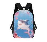 sinyumoney Cute Shark in Live Underwater Sac À Dos Scolaire Pour Enfants Imprimé En 3D, Idéal Pour Les Voyages Et Les Lectures, Pour Les Garçons Et Les Élèves Du Primaire 17inch
