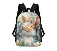 sinyumoney Cute Sleeping Bunny in Flowers Sac À Dos Enfant Tendance Et Amusant, Sac À Dos Pour Garçons Et Adolescents, Sac D'école Imprimé En 3D Pour Garçons 17inch