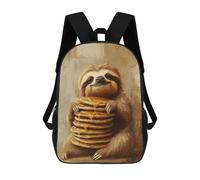 sinyumoney Cute Sloth with Pancakes Sac À Dos Scolaire Pour Filles Et Garçons, Grande Capacité, Léger, Pour Enfants Et Étudiants 17inch