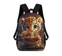sinyumoney Cute Tiger Eating Ramen Sacs À Dos Scolaires Pour Enfants, Sac D'école Imprimé En 3D Pour Garçons, Élèves Du Primaire Et Du Collège 17inch