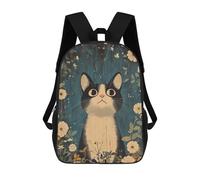 sinyumoney Cute Vintage Cat in Flowers Sacs À Dos Imprimés En 3D Pour Enfants, Sacs D'école Tendance Pour Garçons, Sacs De Voyage, Sacs Scolaires Pour Élèves Du Primaire 17inch