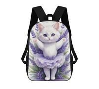 sinyumoney Cute White Cat Ballerina Sac À Dos Enfant, Cartable Imprimé En 3D Pour Garçons Et Adolescents 17inch