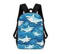 sinyumoney Cute White Sharks Sac À Dos, Cartable Imprimé En 3D, Sac À Goûter, Sac À Dos De Voyage, Sac À Dos Entre Amis, Sac À Dos Scolaire Pour Filles Et Garçons 17inch