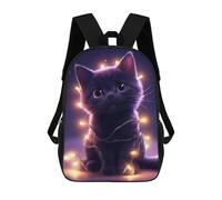 sinyumoney Cuty Cat Christmas Lights Sac À Dos Enfant, Cartable, Sacs À Dos Scolaires Imprimés En 3D Pour Élèves Du Primaire Et Du Collège, Cadeau D'anniversaire Pour Adolescents 17inch
