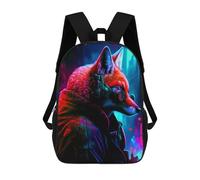 sinyumoney Cyberfox in Neon Cityscape-1 Sac À Dos Enfant, Cartable Imprimé En 3D Pour Garçons Et Adolescents 17inch