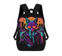sinyumoney Cyberfox in Neon Cityscape Sacs À Dos Scolaires Pour Garçons Et Filles, Sacs À Dos Décontractés Pour Le Sport, Sacs À Dos De Grande Capacité Pour L'école Primaire 17inch