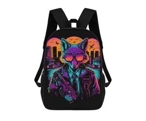 sinyumoney Cyberfox in Neon Cityscape Sacs À Dos Scolaires Pour Garçons Et Filles, Sacs À Dos Décontractés Pour Le Sport, Sacs À Dos De Grande Capacité Pour L'école Primaire 17inch