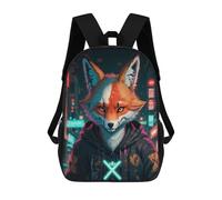 sinyumoney Cyberfox Neon Cityscape Sac À Dos Scolaire Pour Enfants Imprimé En 3D, Idéal Pour Les Voyages Et Les Lectures, Pour Les Garçons Et Les Élèves Du Primaire 17inch