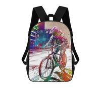 sinyumoney Cyclist in City Sacs À Dos 17 Pouces Pour Enfants, Sacs D'école Imprimés En 3D Pour Élèves Du Primaire Et Du Collège, Garçons Et Filles