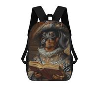 sinyumoney Dachshund in Royal Attire Regal Dachshund in Renaissance Attire Sac À Dos Imprimé En 3D, Sac D'école Décontracté Et Tendance Pour Enfants, Sac D'école Pour Garçons, Collégiens 17inch