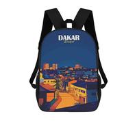 sinyumoney Dakar, Senegal Cityscape at Night Sacs À Dos Scolaires Pour Enfants, Sac D'école Imprimé En 3D Pour Garçons, Élèves Du Primaire Et Du Collège 17inch