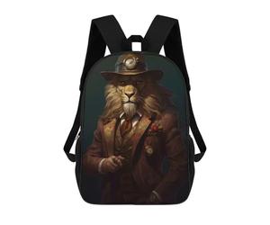sinyumoney Dapper Lion Gentleman with Clockwork Hat Sacs À Dos Pour Enfants, Sac À Dos Scolaire Imprimé En 3D Pour Enfants, Sac À Dos De Voyage, Sac À Livres Pour Enfants 17inch Sac D'école
