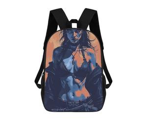 sinyumoney Dark-Haired Woman in Blue And Orange Sacs À Dos Pour Enfants, Cartables, Sacs À Dos Scolaires Imprimés En 3D, Sacs À Dos De Voyage Tendance Pour Enfants (primaire, Collège) 17inch