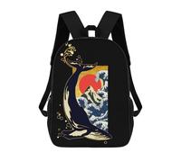 sinyumoney Dark Wave Of Kangawa Sac À Dos Scolaire Pour Filles Et Garçons, Grande Capacité, Léger, Pour Enfants Et Étudiants 17inch