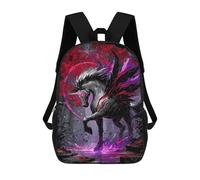 sinyumoney Dark Winged Unicorn in Forest Sac À Dos Enfant, Sac D'école, Sac À Dos Imprimé 3D Avec Motif De Dessin Animé, Grande Capacité, Pour Garçons Et Filles 17inch