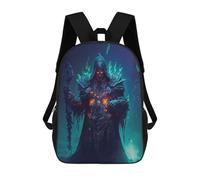 sinyumoney Dark Wizard with Staff Sac À Dos Scolaire Pour Enfants, Imprimé En 3D, Tendance Et Décontracté, Pour Garçons, Élèves Du Primaire Et Du Collège 17inch
