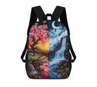 sinyumoney Day And Night Landscape Sac À Dos Scolaire Enfant Tendance Et Décontracté, Sac À Dos Imprimé En 3D Pour Garçon, Grand Sac À Dos 17inch