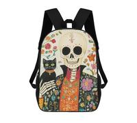 sinyumoney Day of The Dead Art Print-4 Sac À Dos Enfant, Sac D'école, Sac À Dos Imprimé 3D Avec Motif De Dessin Animé, Grande Capacité, Pour Garçons Et Filles 17inch