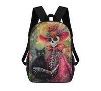sinyumoney Day of The Dead Cat Art Print-1 Sac À Dos Scolaire Imprimé En 3D Pour Enfants, Sac À Dos De Voyage, Sac Tendance Et Décontracté Pour Écoliers 17inch