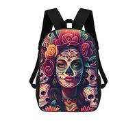 sinyumoney Day of The Dead Portrait Sac À Dos Scolaire Imprimé En 3D Pour Garçons Et Filles, Sac À Dos Pour Enfants, Sac De Voyage 17inch