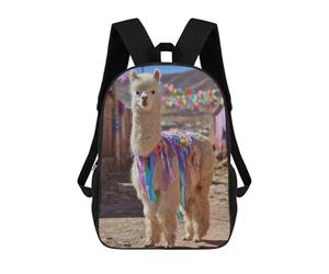 sinyumoney Decorated Alpaca in A Colorful Village Sacs À Dos Scolaires Pour Enfants, Sac D'école Imprimé En 3D Pour Garçons, Élèves Du Primaire Et Du Collège 17inch