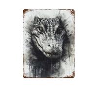 sinyumoney Décoration murale aquarelle Crocodile King pour bar, poster en métal, plaque murale en métal, 40 x 30 cm, pour garage/atelier masculin