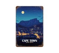 sinyumoney Décoration murale en fer forgé représentant le paysage nocturne du Cap, en Afrique du Sud, pour chambre, salon, garage, jardin ou pub. Dimensions : 30 x 20 cm.