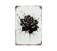 sinyumoney Décoration murale en fer forgé « Rose à l'encre » pour chambre, salon, garage, jardin, pub, 30 x 20 cm
