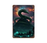 sinyumoney Décoration murale en fer résistant à l'eau, représentant un dragon et un phénix dans un paysage fantastique, pour la maison ou le bureau (11,8 po x 7,9 po).