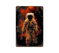 sinyumoney Décoration murale imperméable en fer Beyond Earth pour salle de bain, toilettes, couloir, espace pour animaux de compagnie, 30 x 20 cm