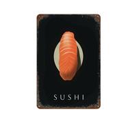 sinyumoney Décoration murale imperméable en fer forgé « Obsession Sushi » pour salle de bain, toilettes, couloir ou espace pour animaux de compagnie, 30 x 20 cm