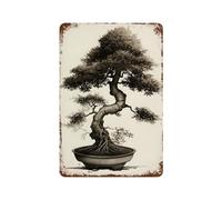 sinyumoney Décoration murale imperméable en fer forgé représentant un bonsaï à l'encre, idéale pour les salles de jeux. Panneau décoratif de 30 x 20 cm.