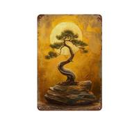 sinyumoney Décoration murale rétro 11,8" x 7,9" - Arbre bonsaï Golden Harmony - Accessoires de camping - Plaque en métal - Décoration murale pour pub, club, café, bar ou maison