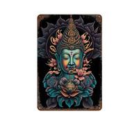 sinyumoney Décoration murale rétro Lotus Bliss Buddha Camper Accessories, plaque en métal, affiche en étain, idéale pour pub, club, café, bar ou maison (11,8" x 7,9").
