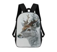 sinyumoney Deer And Forest Double Exposure Portrait 17inch Sac À Dos Scolaire Imprimé En 3D Pour Enfants, Style Décontracté Et Tendance, Idéal Pour Les Voyages Et Les Études.