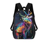 sinyumoney Deer Animal Painting Sac À Dos Scolaire Pour Adolescents, Imprimé En 3D, Ajustable, À Poches Tendance, Pour Enfants, Garçons, Filles, Étudiants Et Adolescents 17inch