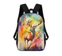sinyumoney Deer Colorful Painting Sacs À Dos Scolaires Pour Enfants, Sac D'école Tendance, Sac D'école Imprimé En 3D Pour Garçons, Élèves Du Primaire Et Du Collège 17inch