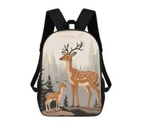 sinyumoney Deer Family in Forest Sac À Dos Scolaire Imprimé En 3D, Sac À Dos Décontracté Pour Enfants, Sac D'école Imprimé En 3D Pour Garçons, Primaire Et Collège 17inch