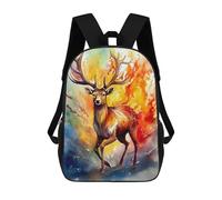 sinyumoney Deer Fire Watercolors Sac À Dos Scolaire Pour Filles Et Garçons, Grand Sac À Dos Léger Pour Enfants Et Étudiants 17inch